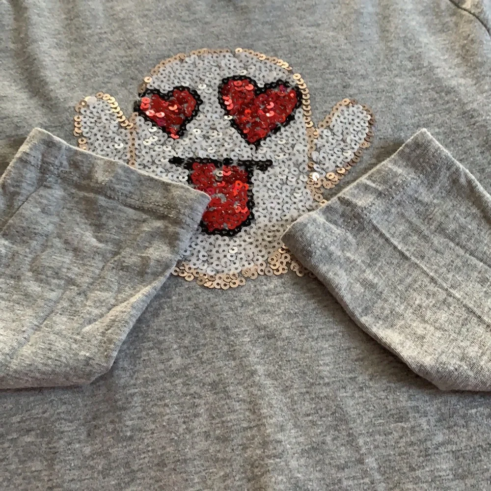 Gap Girls 8 Sequin Ghost Gray Swing Top EUC 👻
